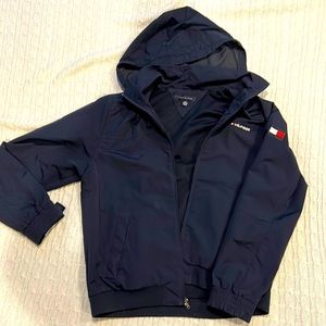 Tommy Hilfiger men’s navy windbreaker with hood.